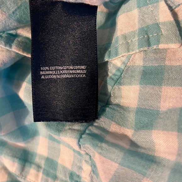 COPY - Polo Size 14 Aqua/white Gingham Button Up Shirt - Picture 6 of 6